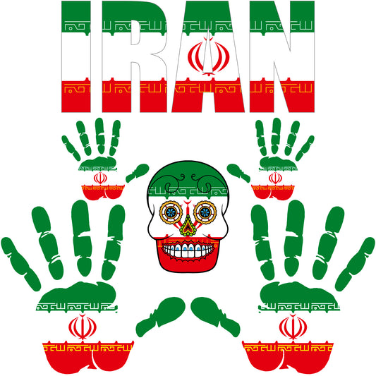 Aufkleber - Iran - Fahne - Set - Skull - Hand - Schriftzug - 6-teilig