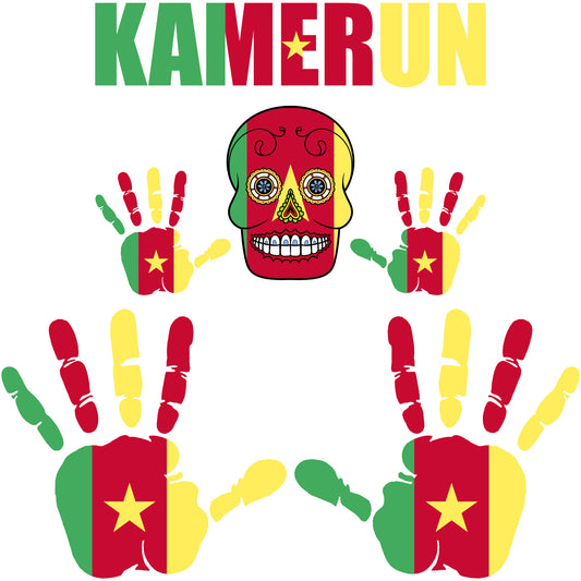 Aufkleber - Kamerun - Fahne - Set - Skull - Hand - Schriftzug - 6-teilig