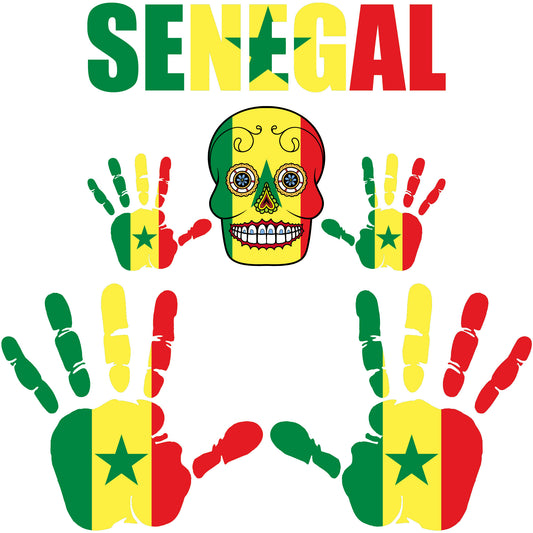 Aufkleber - Senegal - Fahne - Set - Skull - Hand - Schriftzug - 6-teilig