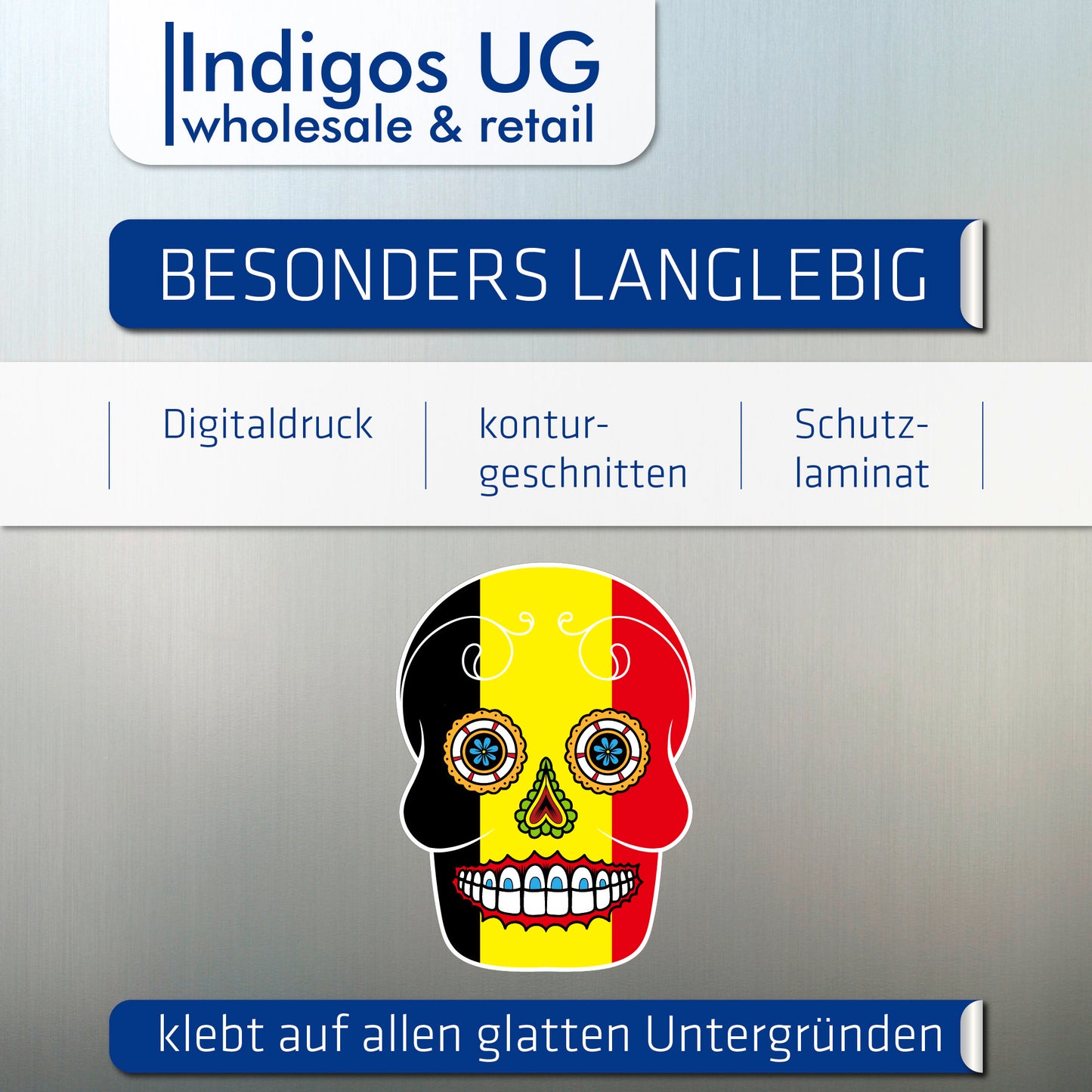 Aufkleber - Autoaufkleber - Belgien - Skull Totenkopf - 20x27cm - Heckscheibenaufkleber