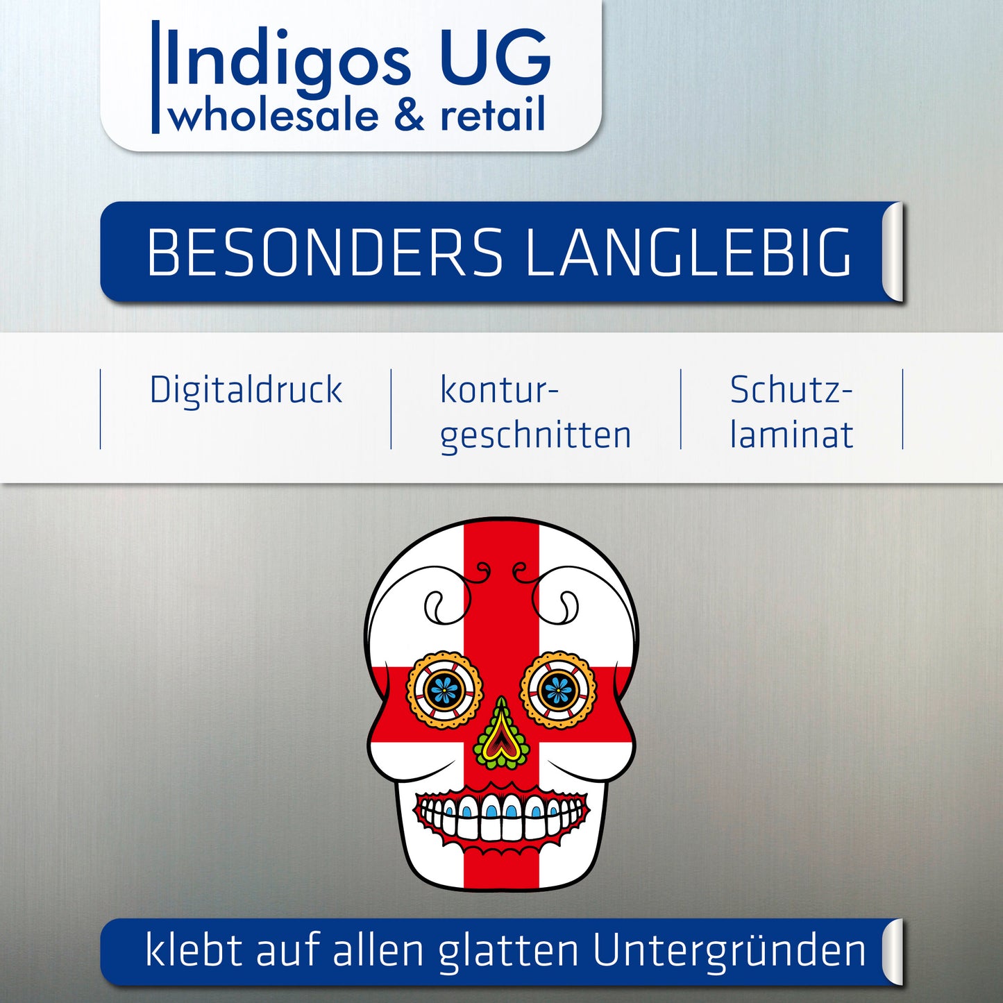 Aufkleber - Autoaufkleber - England - Skull Totenkopf - 20x27cm - Heckscheibenaufkleber