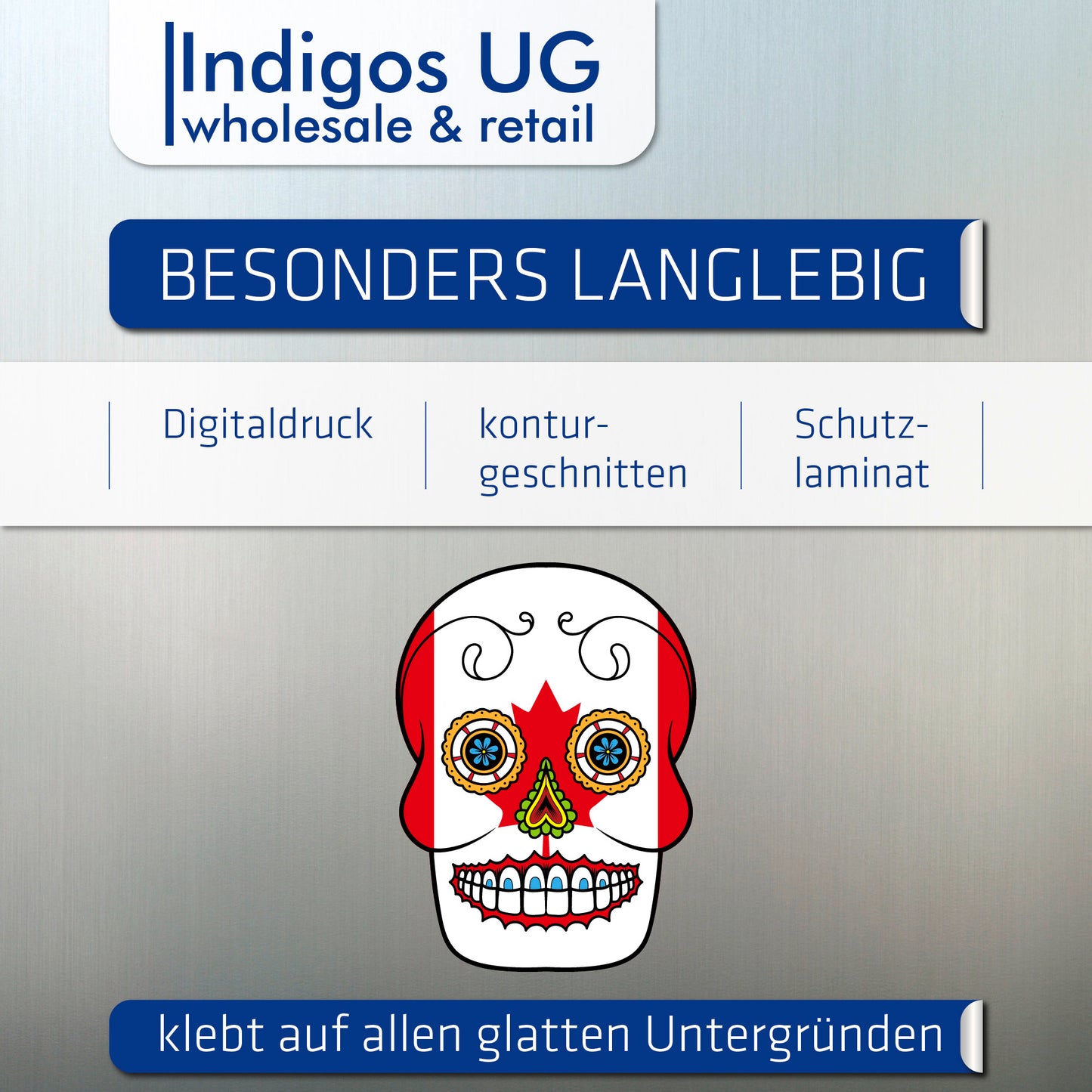 Aufkleber - Autoaufkleber - Kanada - Skull Totenkopf - 20x27cm - Heckscheibenaufkleber