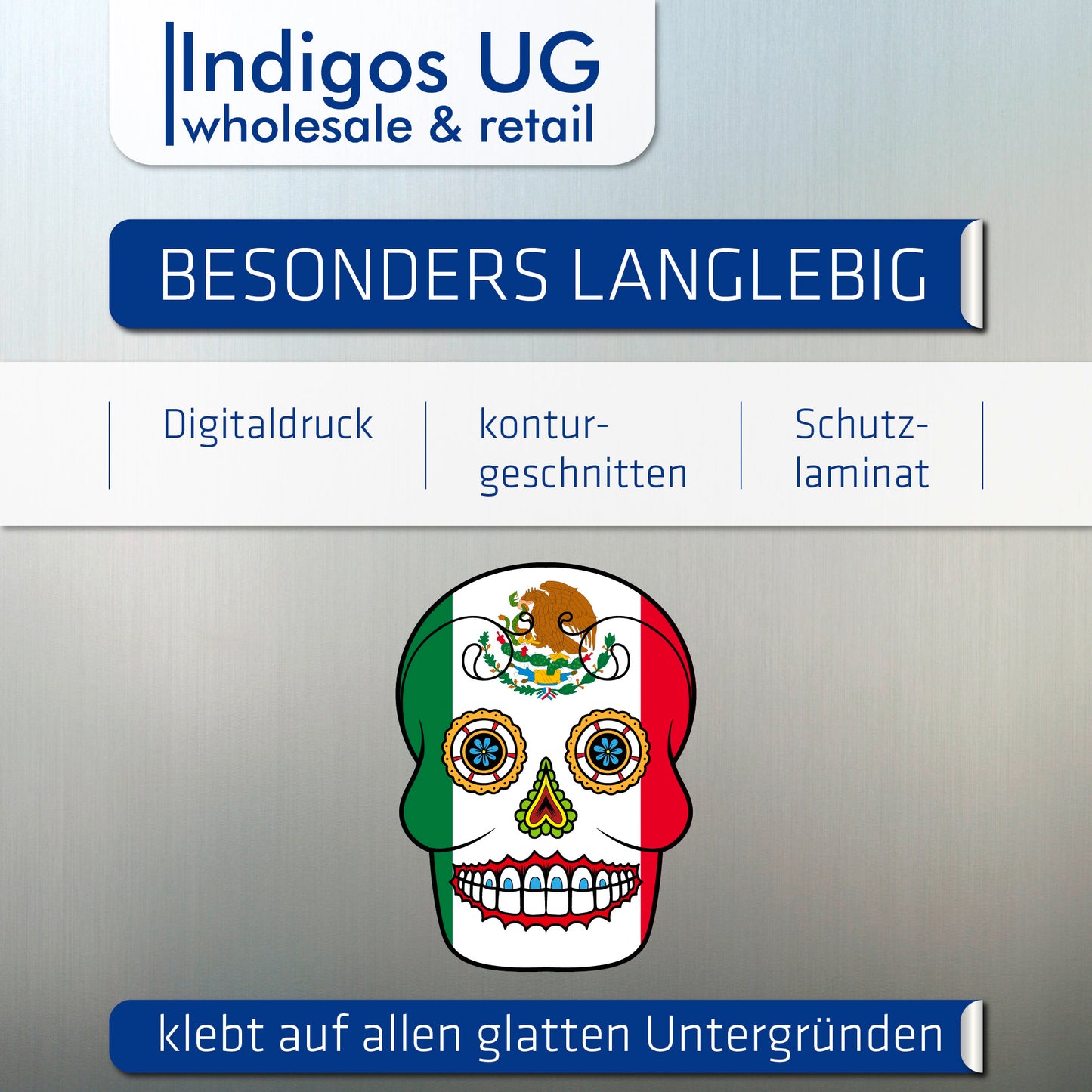Aufkleber - Autoaufkleber - Mexiko - Skull Totenkopf - 20x27cm - Heckscheibenaufkleber