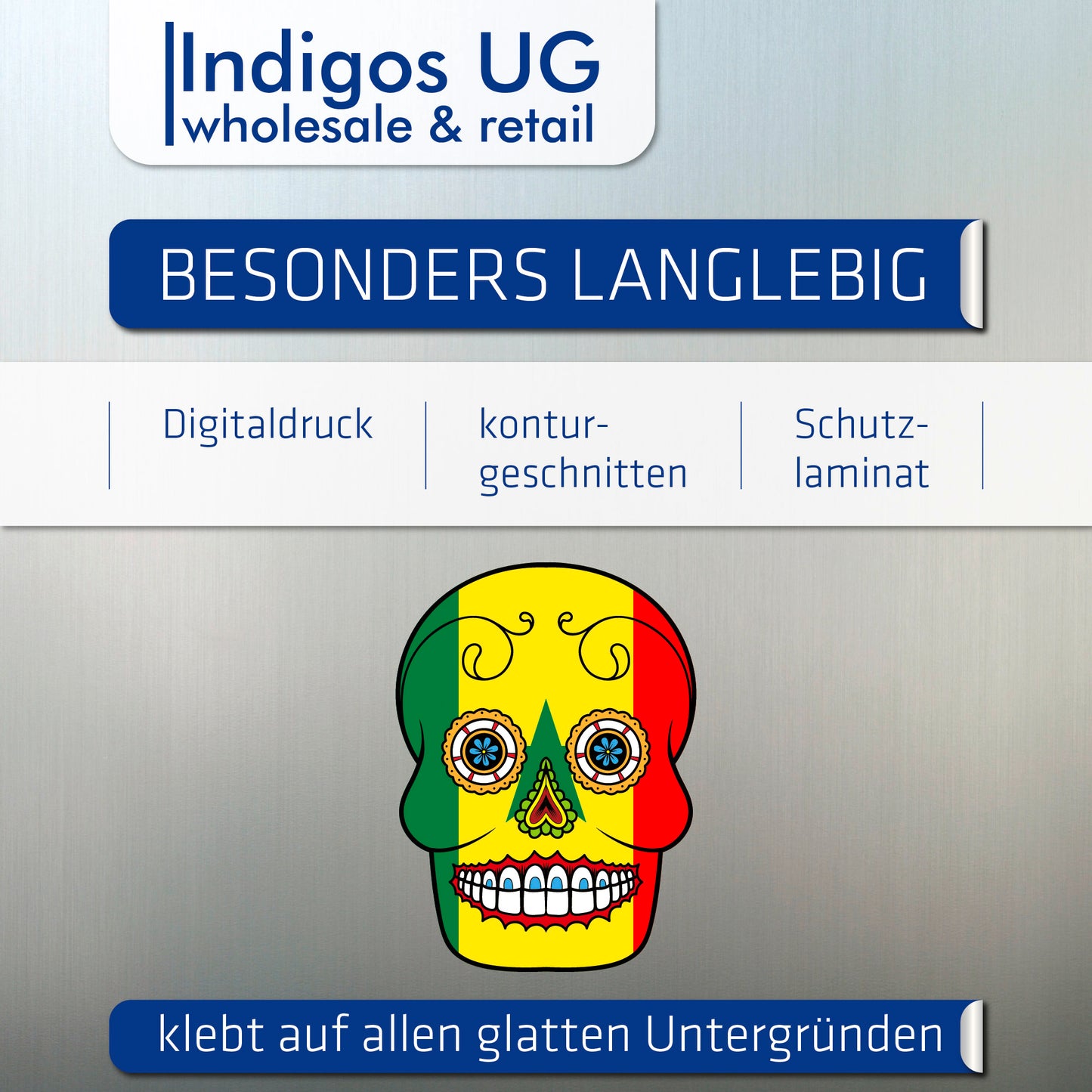 Aufkleber - Autoaufkleber - Senegal - Skull Totenkopf - 20x27cm - Heckscheibenaufkleber