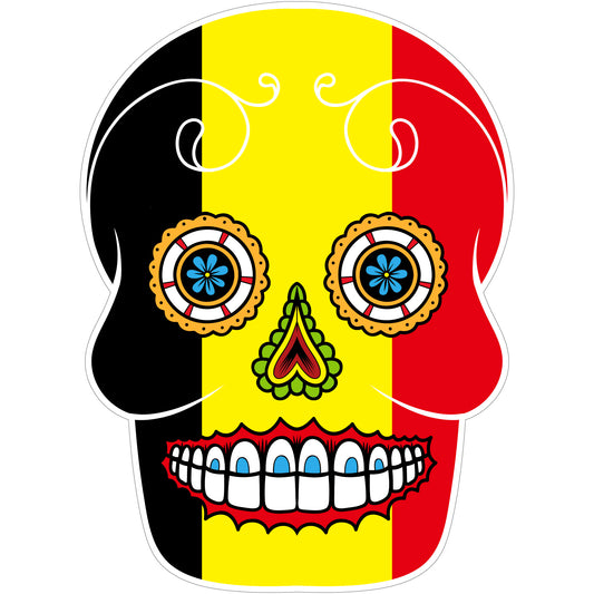 Aufkleber - Autoaufkleber - Belgien - Skull Totenkopf - 20x27cm - Heckscheibenaufkleber