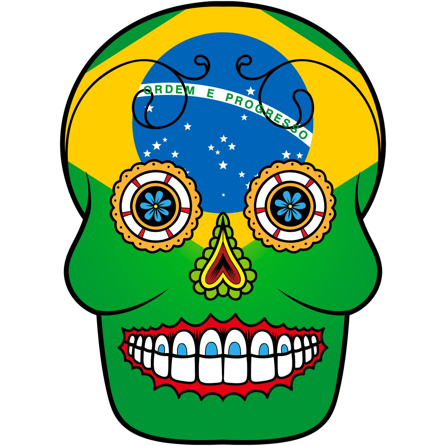 Aufkleber - Autoaufkleber - Brasilien - Skull Totenkopf - 20x27cm - Heckscheibenaufkleber