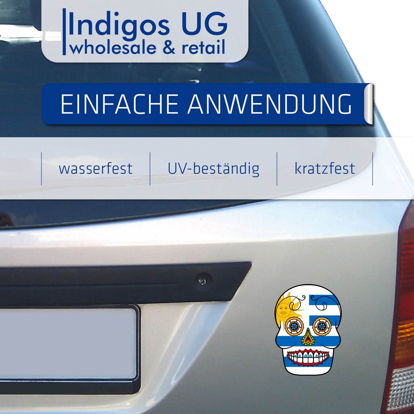 Aufkleber - Autoaufkleber - Uruguay - Skull Totenkopf - 20x27cm - Heckscheibenaufkleber