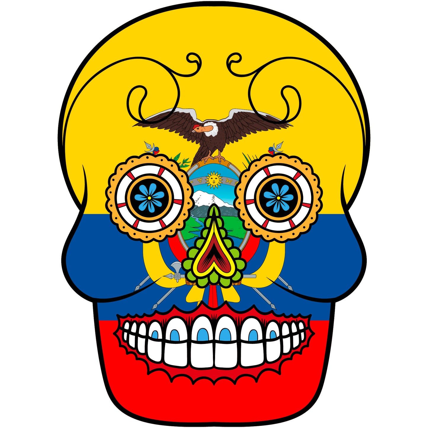 Aufkleber - Autoaufkleber - Ecuador - Skull Totenkopf - 20x27cm - Heckscheibenaufkleber