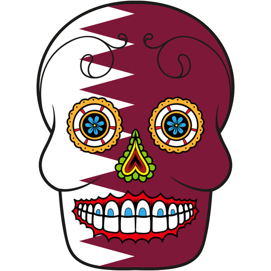 Aufkleber - Autoaufkleber - Katar - Skull Totenkopf - 20x27cm - Heckscheibenaufkleber