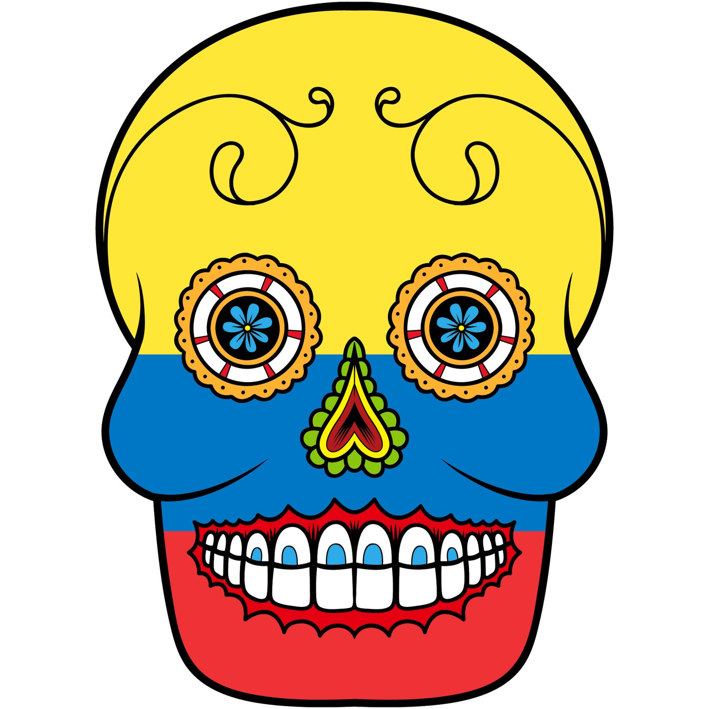 Aufkleber - Autoaufkleber - Kolumbien - Skull Totenkopf - 20x27cm - Heckscheibenaufkleber