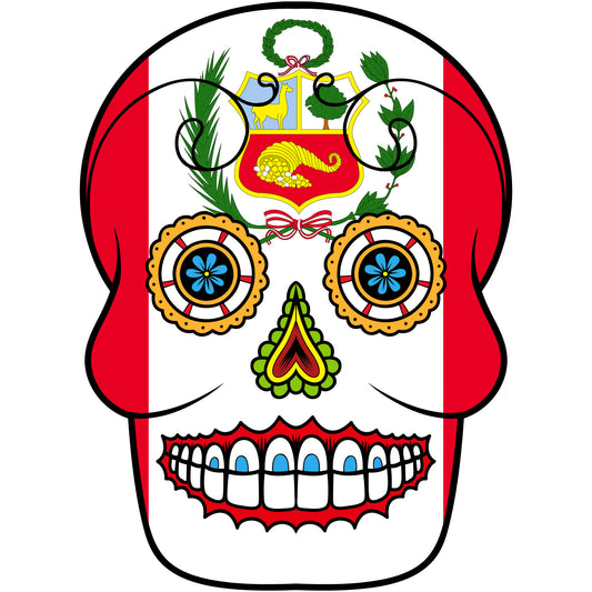 Aufkleber - Autoaufkleber - Peru - Skull Totenkopf - 20x27cm - Heckscheibenaufkleber