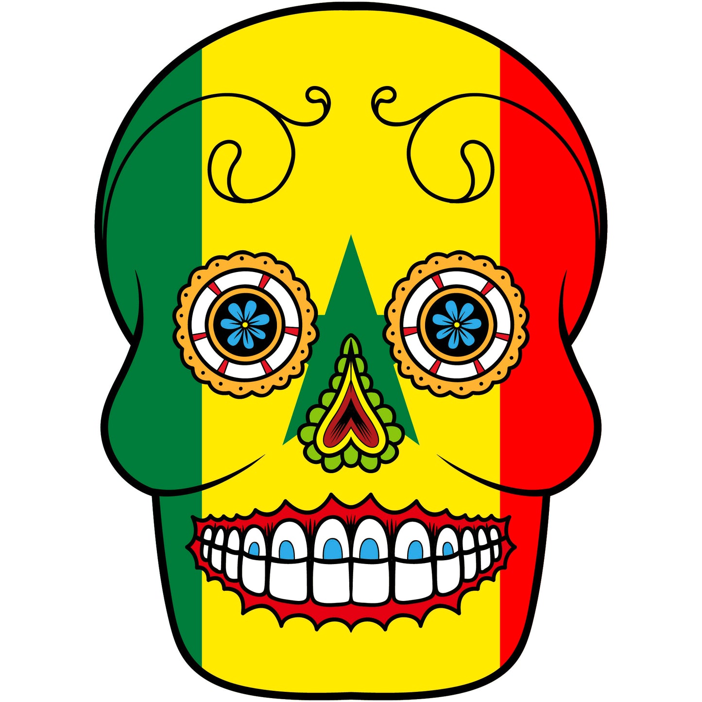 Aufkleber - Autoaufkleber - Senegal - Skull Totenkopf - 20x27cm - Heckscheibenaufkleber