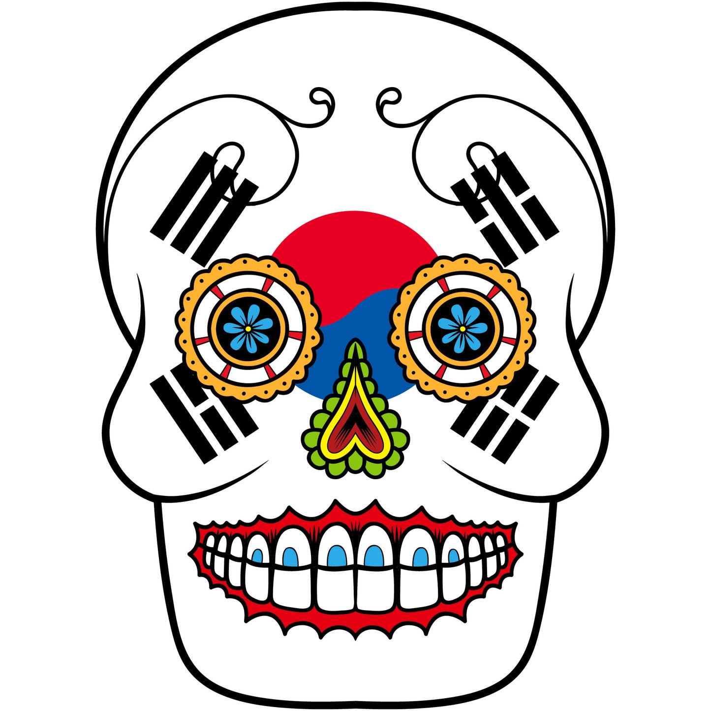 Aufkleber - Autoaufkleber - Südkorea - Skull Totenkopf - 20x27cm - Heckscheibenaufkleber