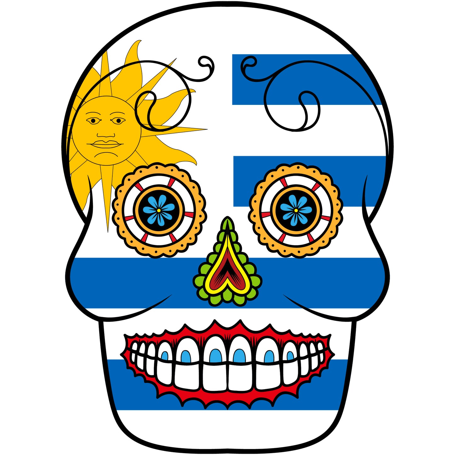 Aufkleber - Autoaufkleber - Uruguay - Skull Totenkopf - 20x27cm - Heckscheibenaufkleber