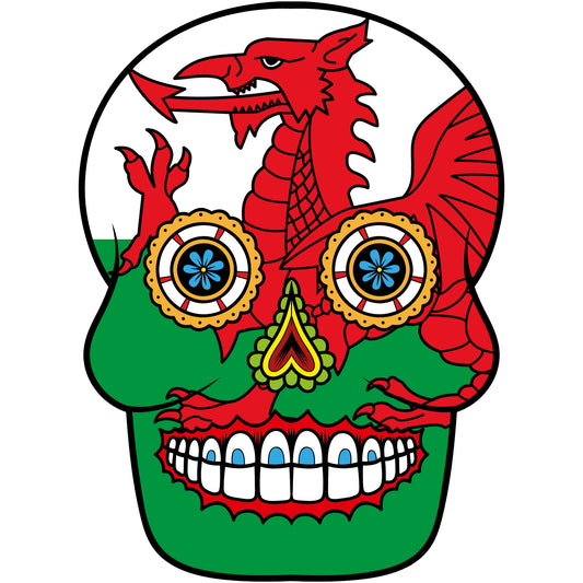Aufkleber - Autoaufkleber - Wales - Skull Totenkopf - 20x27cm - Heckscheibenaufkleber