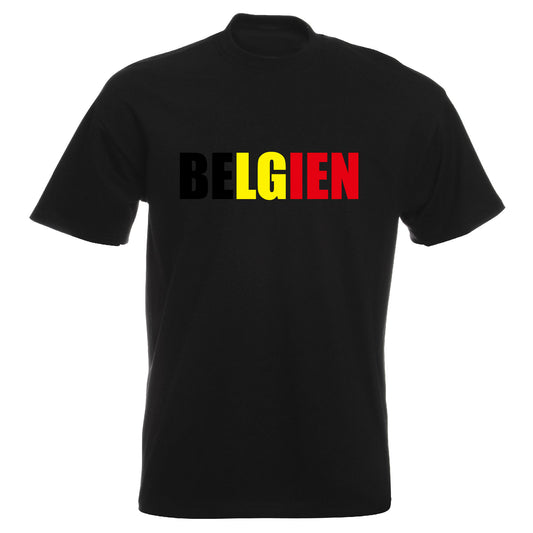 INDIGOS UG - T-Shirt Herren - Belgien - Schriftzug - Fussball