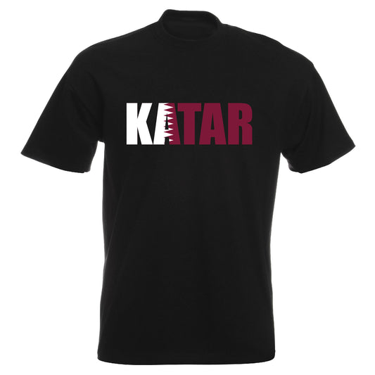 INDIGOS UG - T-Shirt Herren - Katar - Schriftzug - Fussball
