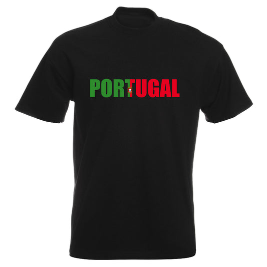 INDIGOS UG - T-Shirt Herren - Portugal - Schriftzug - Fussball