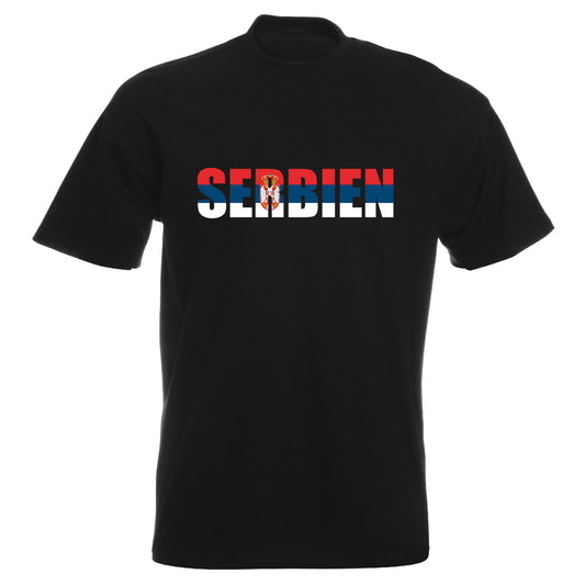 INDIGOS UG - T-Shirt Herren - Serbien - Schriftzug - Fussball