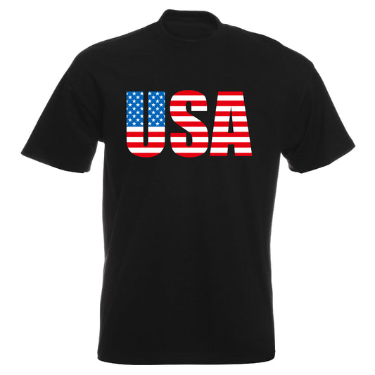 INDIGOS UG - T-Shirt Herren - USA - Schriftzug - Fussball