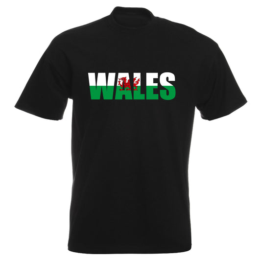 INDIGOS UG - T-Shirt Herren - Wales - Schriftzug - Fussball