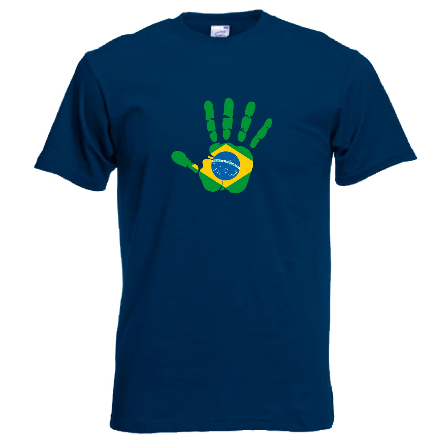INDIGOS UG - T-Shirt Herren - Brasilien - Hand - Fussball