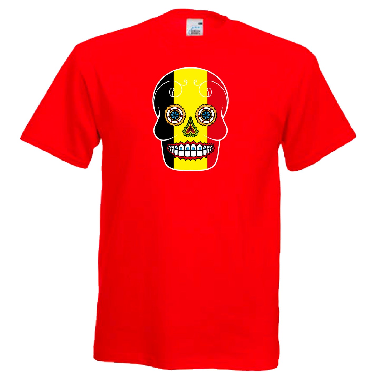 INDIGOS UG - T-Shirt Herren - Belgien - Skull - Fussball