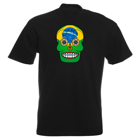 INDIGOS UG - T-Shirt Herren - Brasilien - Skull - Fussball