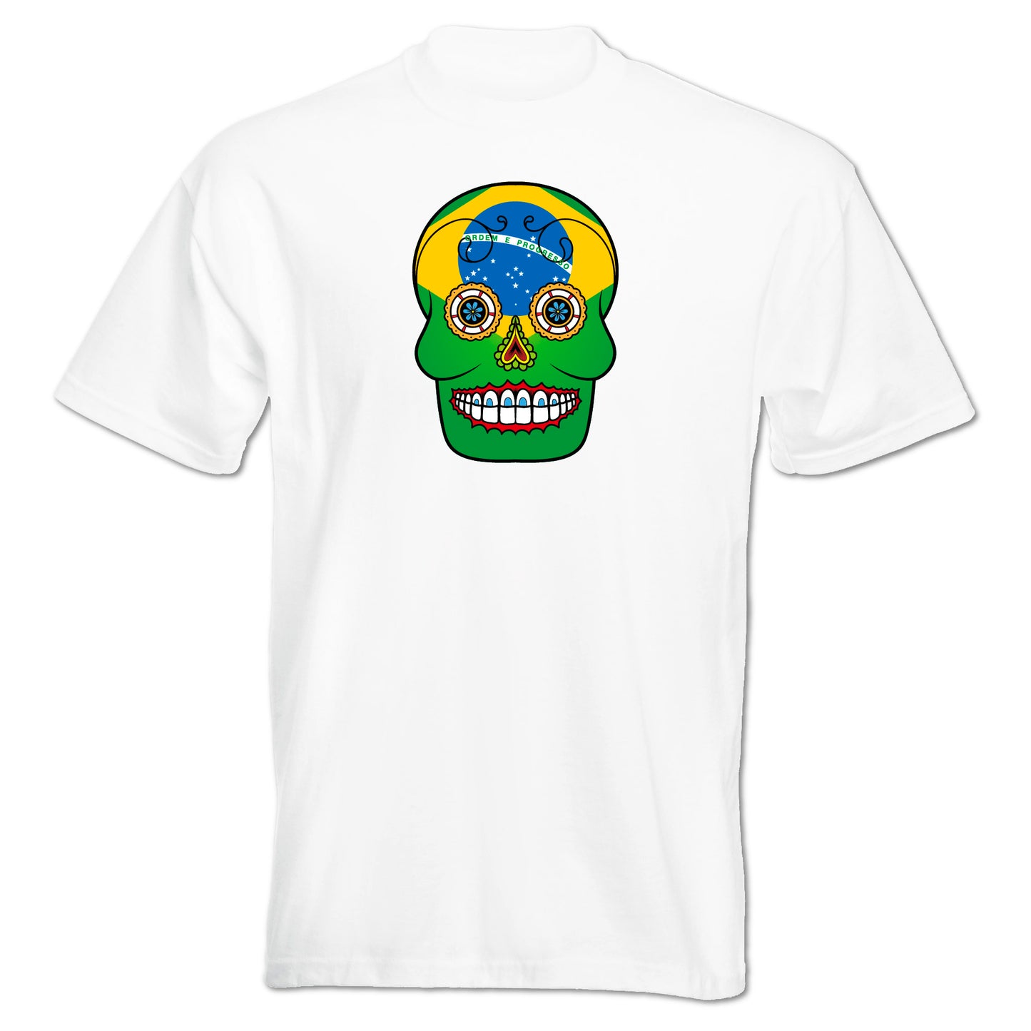 INDIGOS UG - T-Shirt Herren - Brasilien - Skull - Fussball