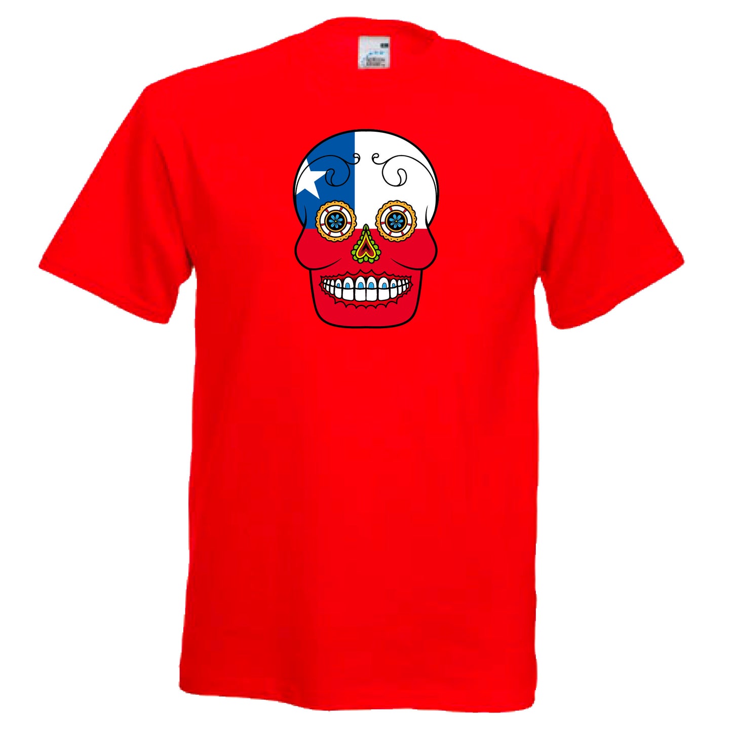 INDIGOS UG - T-Shirt Herren - Chile - Skull - Fussball