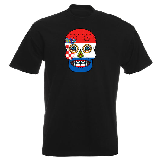 INDIGOS UG - T-Shirt Herren - Kroatien - Skull - Fussball