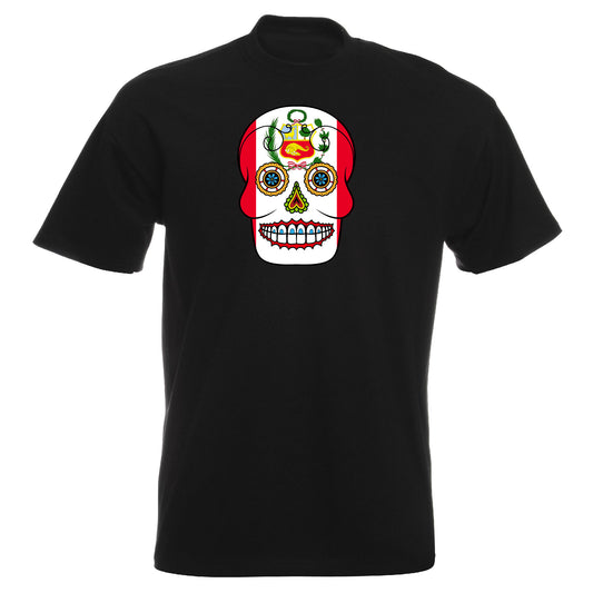 INDIGOS UG - T-Shirt Herren - Peru - Skull - Fussball