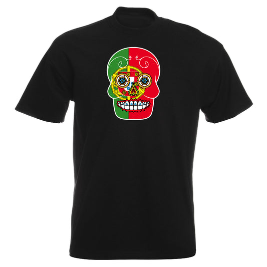INDIGOS UG - T-Shirt Herren - Portugal - Skull - Fussball