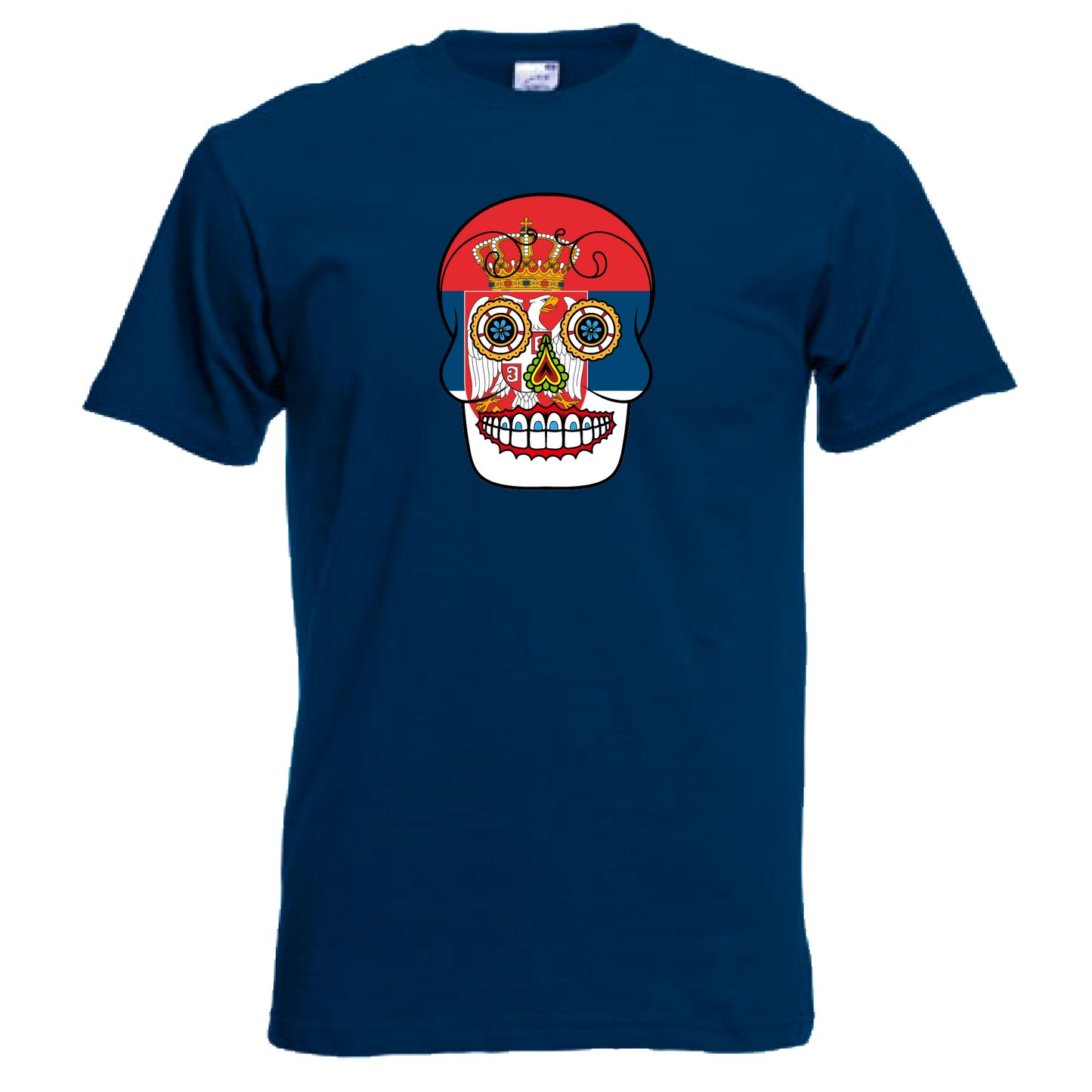 INDIGOS UG - T-Shirt Herren - Serbien - Skull - Fussball