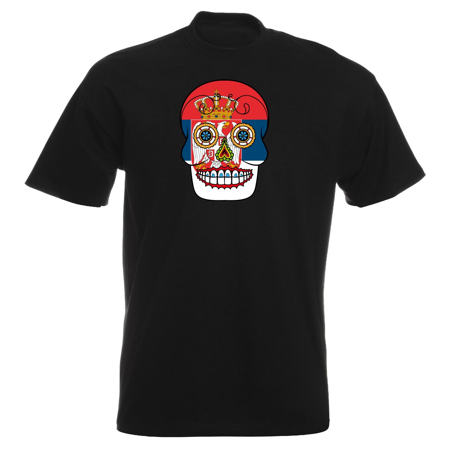 INDIGOS UG - T-Shirt Herren - Serbien - Skull - Fussball