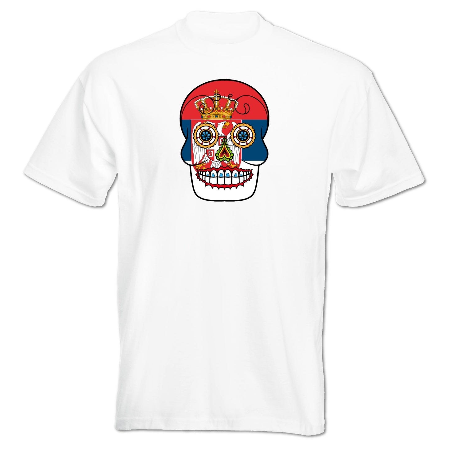 INDIGOS UG - T-Shirt Herren - Serbien - Skull - Fussball