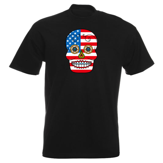INDIGOS UG - T-Shirt Herren - USA - Skull - Fussball