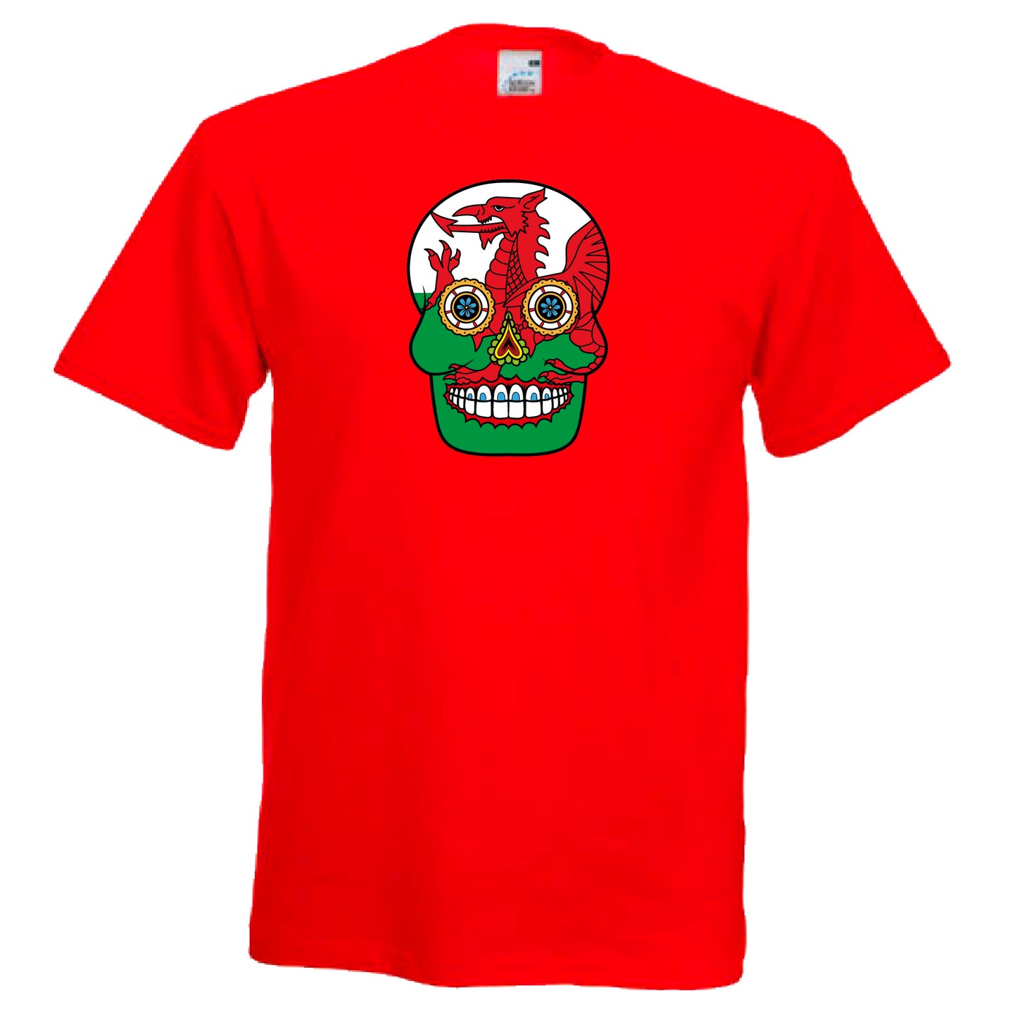 INDIGOS UG - T-Shirt Herren - Wales - Skull - Fussball