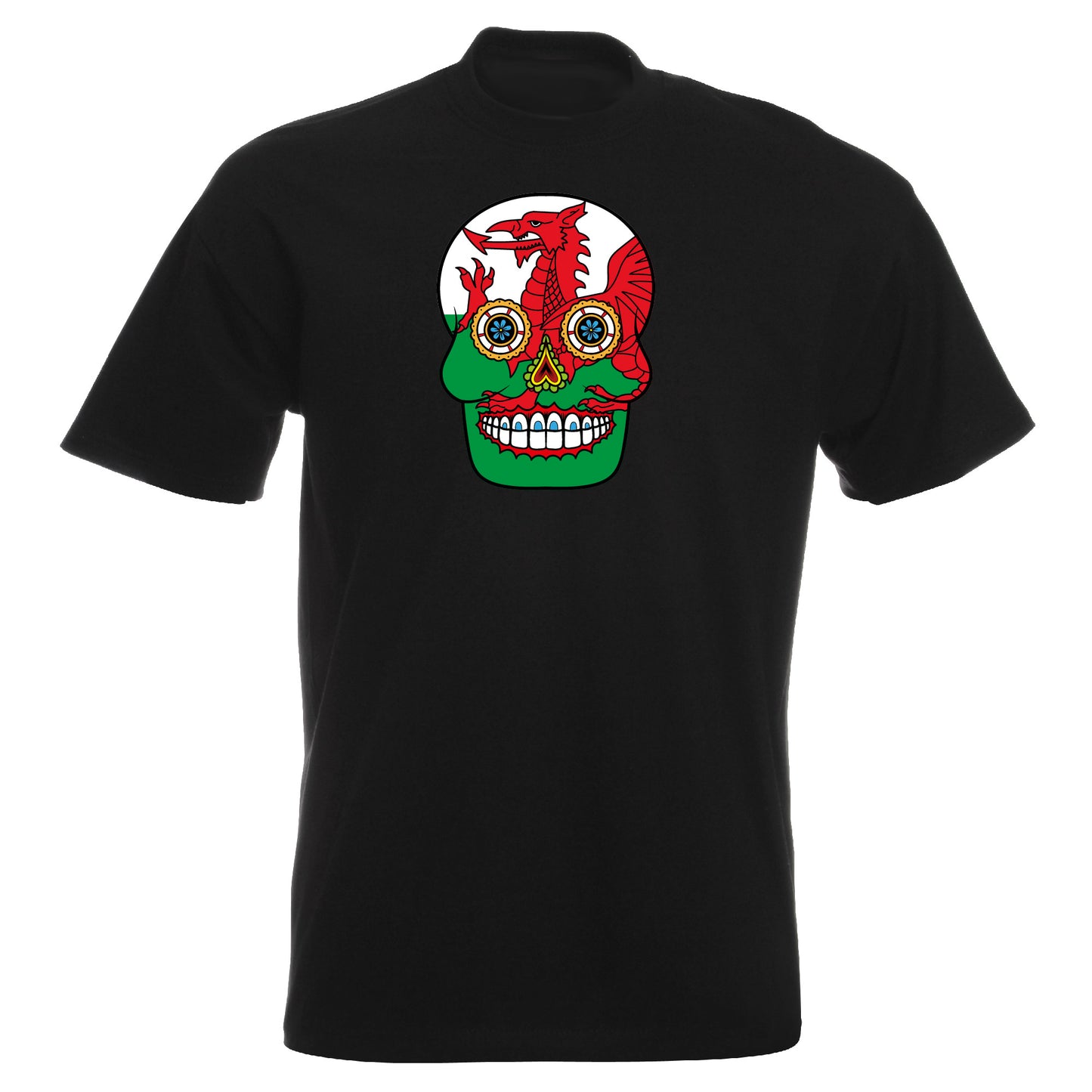 INDIGOS UG - T-Shirt Herren - Wales - Skull - Fussball