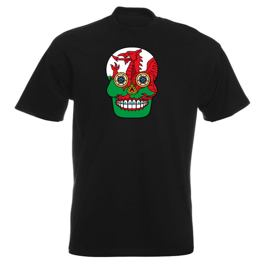 INDIGOS UG - T-Shirt Herren - Wales - Skull - Fussball