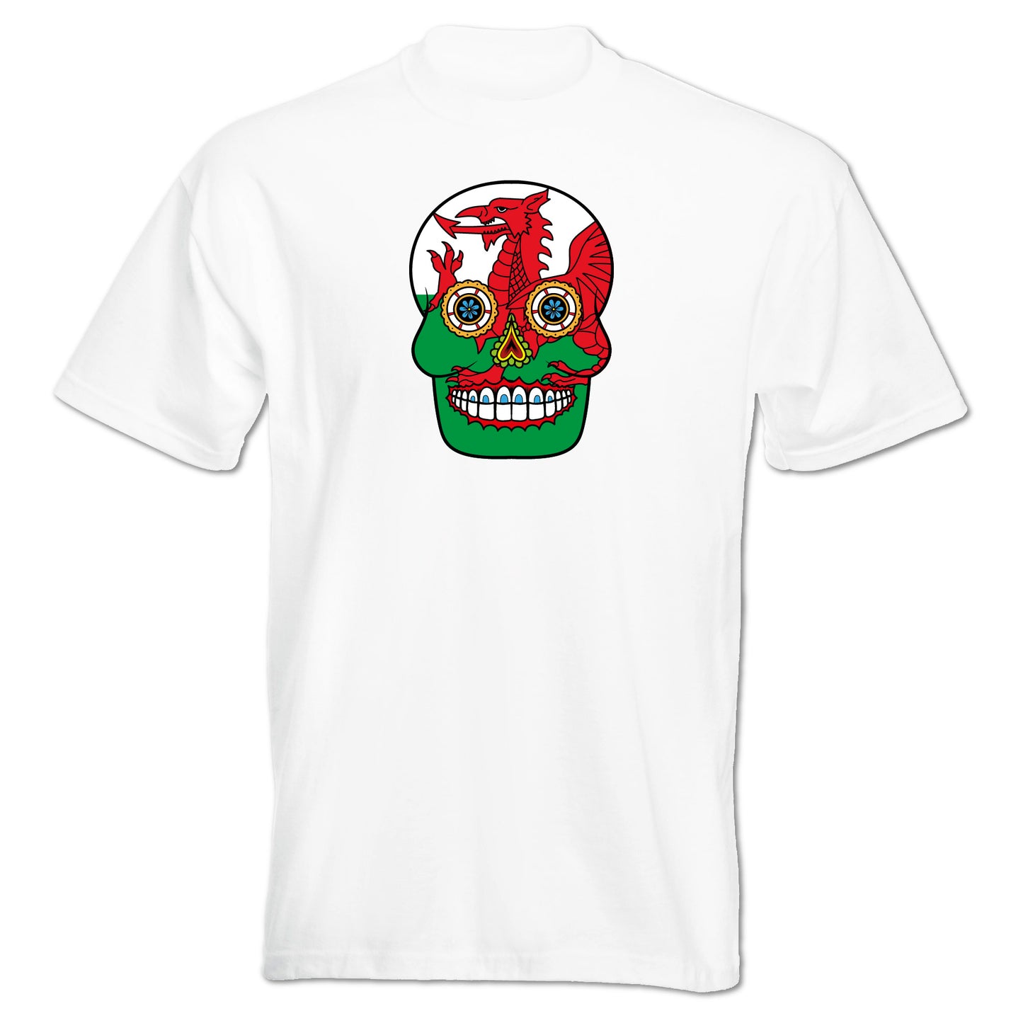 INDIGOS UG - T-Shirt Herren - Wales - Skull - Fussball