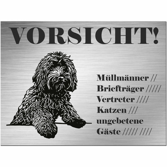 Labradoodle - Schild bedruckt - Alu-Dibond Edelstahl Look