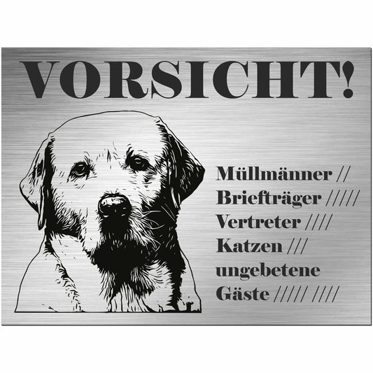 Labrador - Schild bedruckt - Alu-Dibond Edelstahl Look