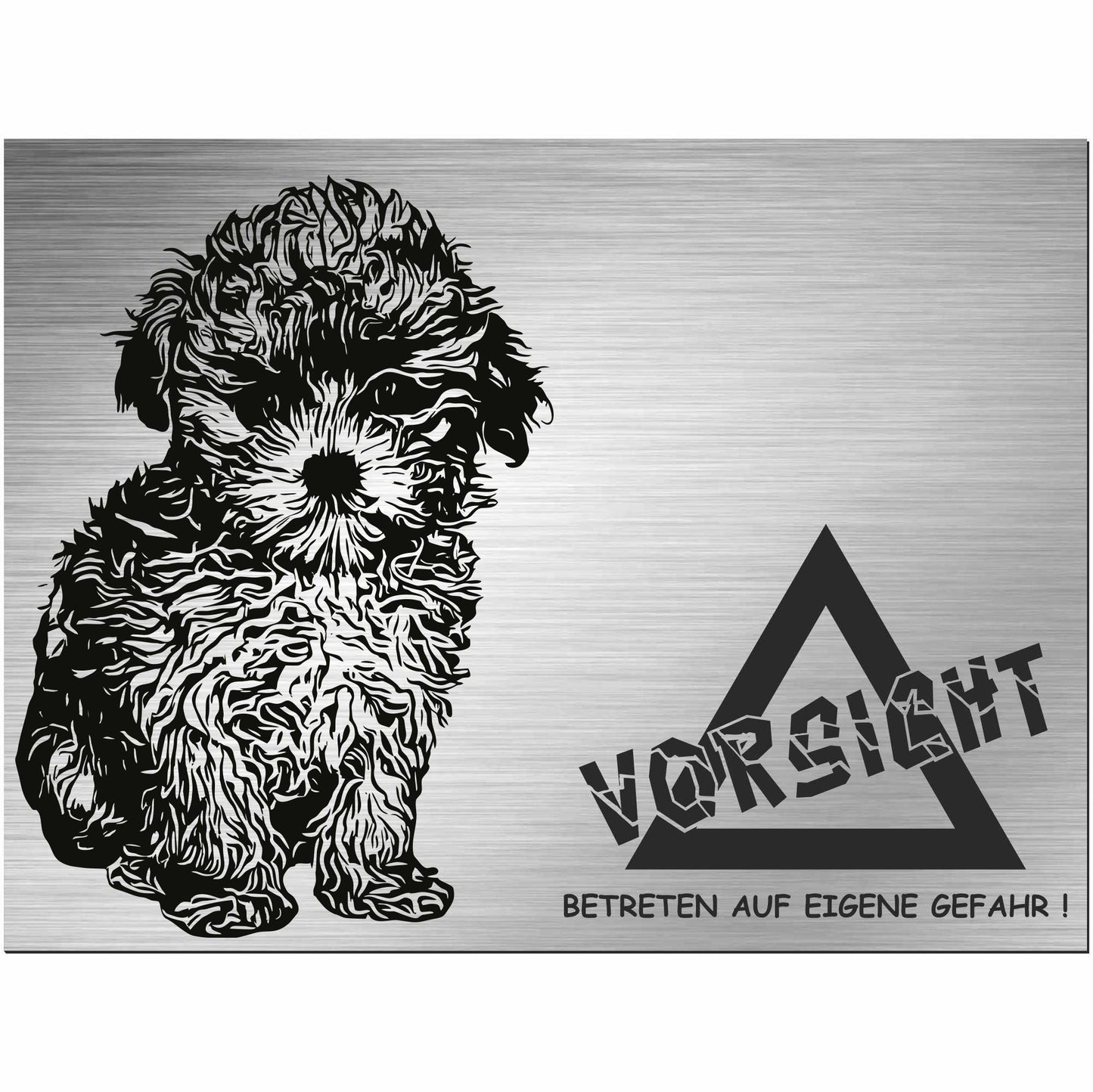 Maltipoo - Schild bedruckt - Alu-Dibond Edelstahl Look