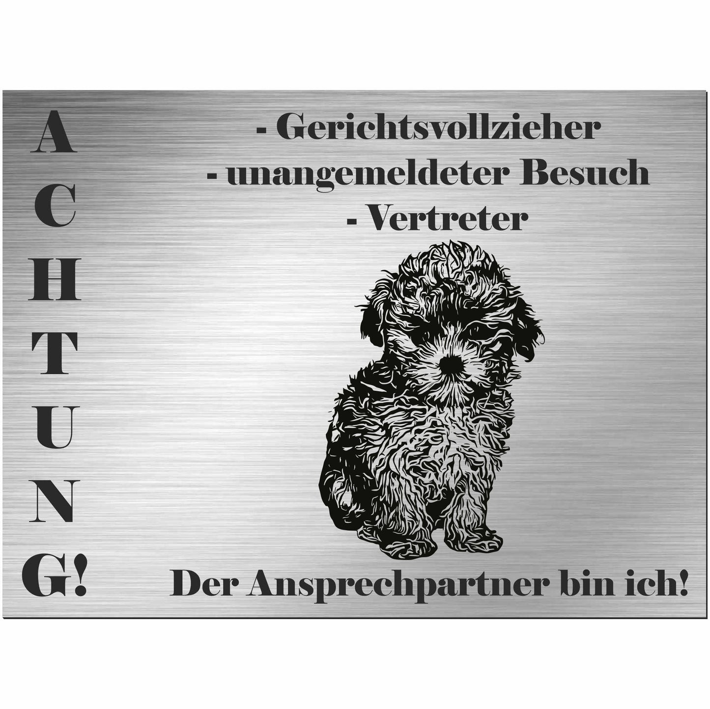 Maltipoo - Schild bedruckt - Alu-Dibond Edelstahl Look