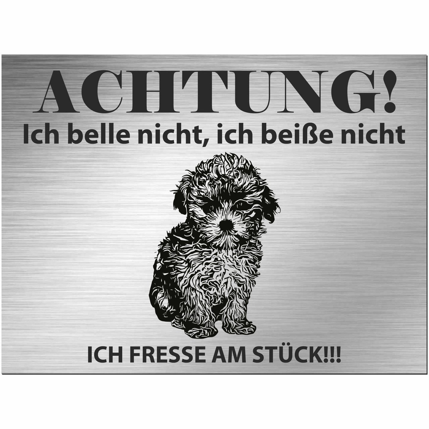 Maltipoo - Schild bedruckt - Alu-Dibond Edelstahl Look