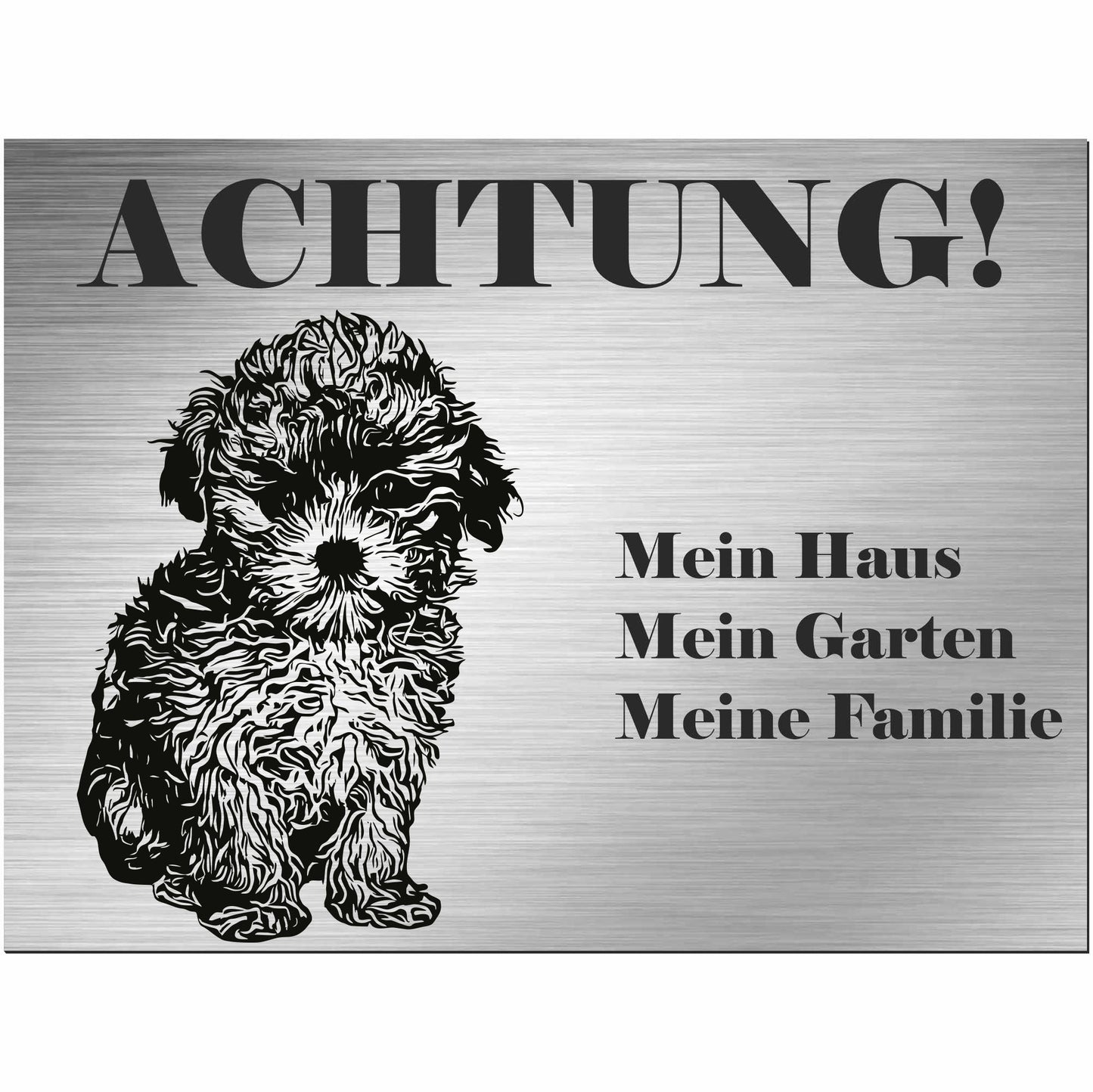 Maltipoo - Schild bedruckt - Alu-Dibond Edelstahl Look