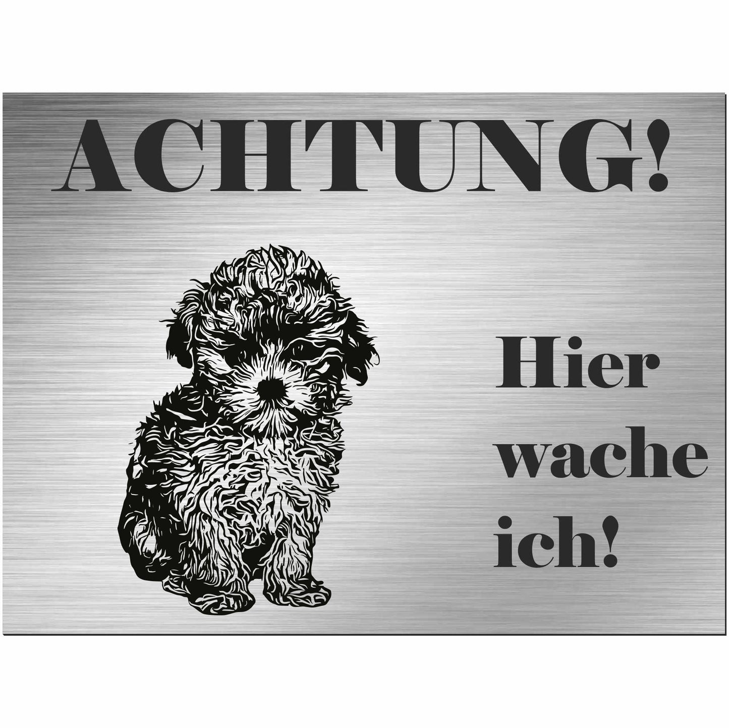 Maltipoo - Schild bedruckt - Alu-Dibond Edelstahl Look