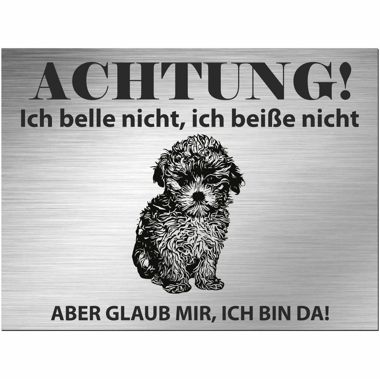 Maltipoo - Schild bedruckt - Alu-Dibond Edelstahl Look