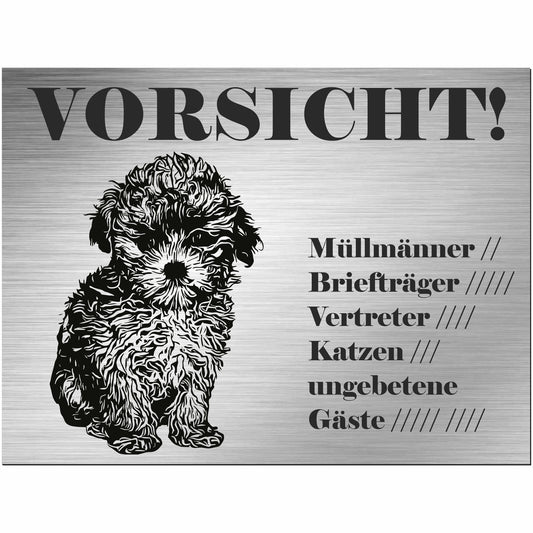 Maltipoo - Schild bedruckt - Alu-Dibond Edelstahl Look